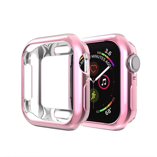Pink Защитный чехол для Apple Watch 4 3 42 мм 44 мм 360 градусов анти-осенний чехол iWatch band 38 мм 40 мм Tpu силиконовый защитный - Цвет ремешка: Pink