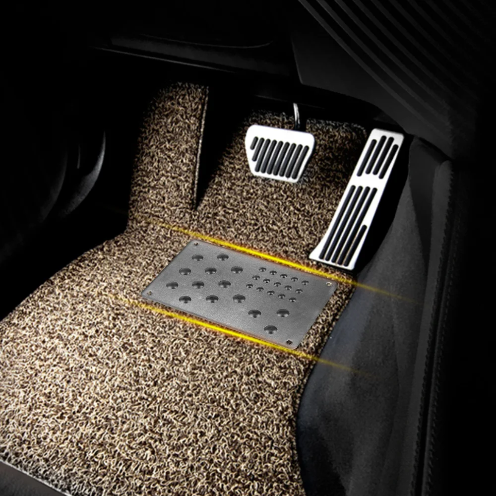 Car Floor Mat Foot Heel Scuff Plate Non-slip Carpet Patch Auto Alloy Silver Cover Anti-skid Pad Universal Interior Accessories