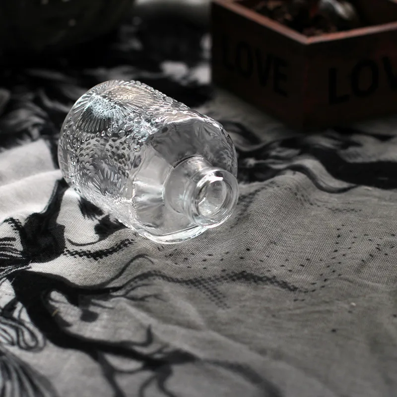 ガラスの鳥の瓶絶妙なエンボスジュエリー収納ボトルフラワー