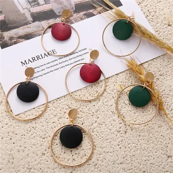 

IF YOU 2019 Vintage Round Elegant Temperament Colorful Big Drop Earrings For Women Fashion Dangle Earring Jewelry Gift Party