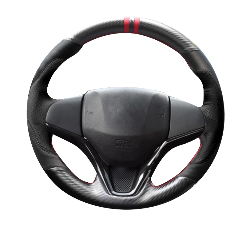 Сшитый вручную чехол рулевого колеса автомобиля DIY авто аксессуары для интерьера для honda FIT - Название цвета: type 2