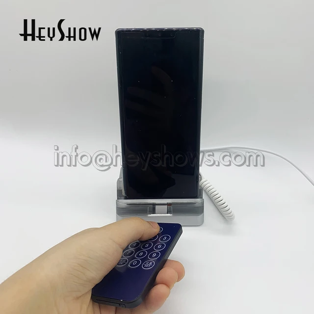 Acrylic Mobile Phone Stand with Burglar Alarm System Anti-Theft Device Safe Display Base with Charging Function for Smartphones 4
