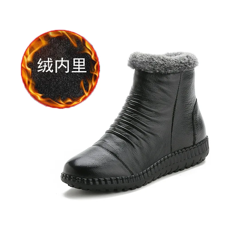 XT00348-Black Черный, серый цвет мягкая подошва Для женщин; Повседневная обувь; теплые короткие плюшевые ботинки зимние теплые сапоги Для женщин обувь из натуральной кожи; женские ботинки - Цвет: XT00348-Black