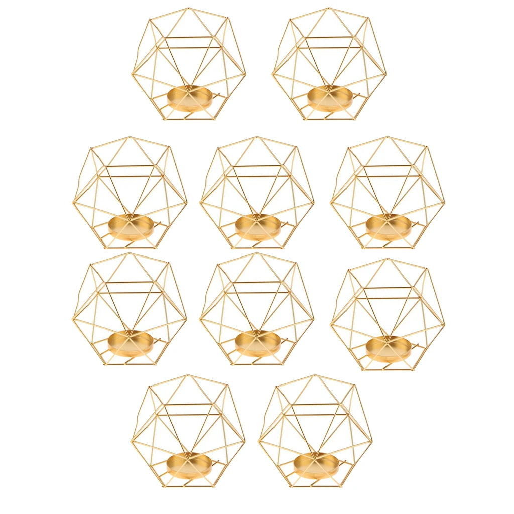 10pcs 3D Geometric Candle Holder,Metal Nordic Style Candlestick,Centerpieces for Wedding, Home Decor, Ceremony and Anniversary