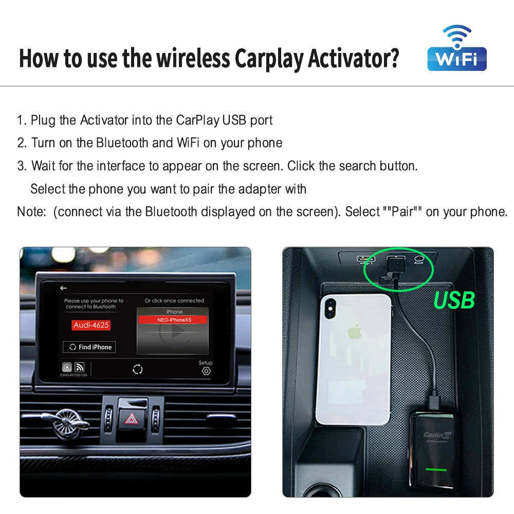 Carlinkit 2.0 Wireless CarPlay Activator Dongle for Porsche Plug and Play Original car with CarPlay Wired to Wireless Auto