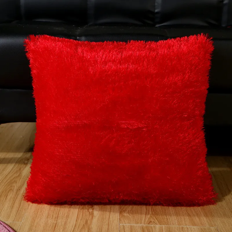 

2024 Chinese New Year 43x43cm Soft Plush Solid Color Sofa Decorative Pillowcase Home Living Room Cushion Cover