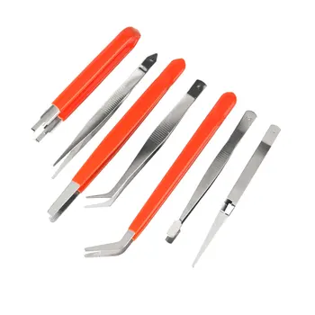 

7Pcs Tweezers for Eyebrows Medical Tweezer Tool Stainless Steel Tweezers Maintenance Tool Industrial Precision Curved Straight
