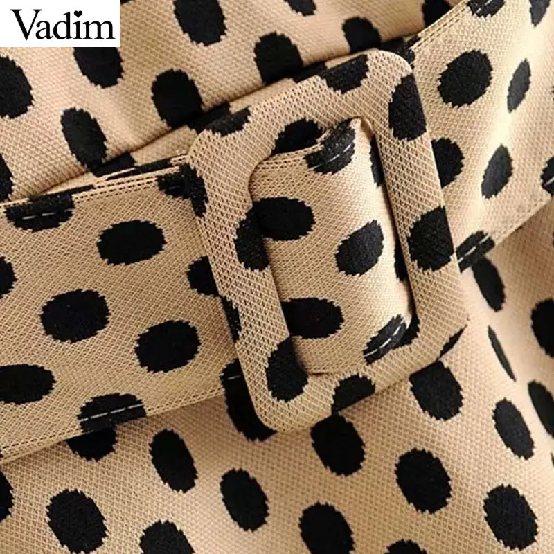 Vadim женское стильное платье в горошек с v-образным вырезом с пышными рукавами и поясом, эластичные женские элегантные шикарные Мини платья, vestidos QC671