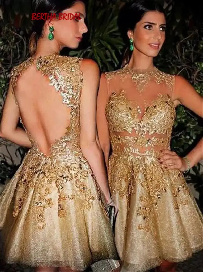 Роскошное Золотое вечернее платье, короткое ТРАПЕЦИЕВИДНОЕ ПЛАТЬЕ С Блестками и аппликацией из бисера, Тюлевое платье для выпускного вечера, Vestidos De Fiesta De Noche