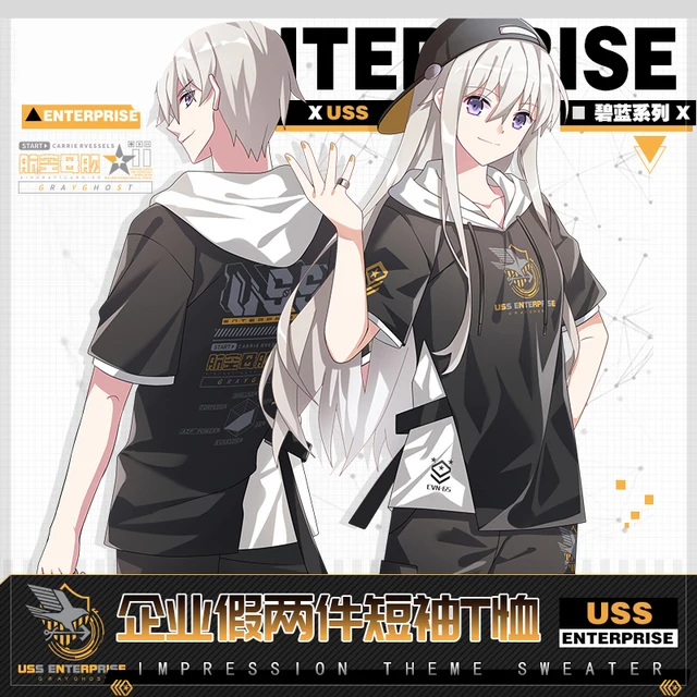 Anime Azur Lane Enterprise Cosplay Das Mulheres Dos Homens Verao Com Capuz Manga Curta Camiseta Topos Moda Casual Retalhos T Camisas Fantasia De Anime Aliexpress