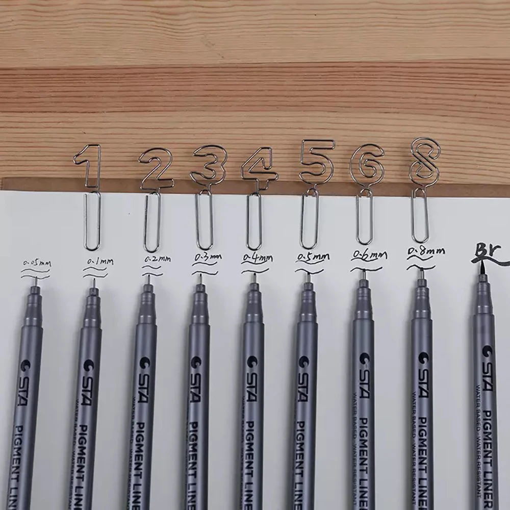 

9Pcs/Set Water Resistance Sketch Pigment Micron Fine Liner Needle Drawing Pen Art Marker School Office Stationery