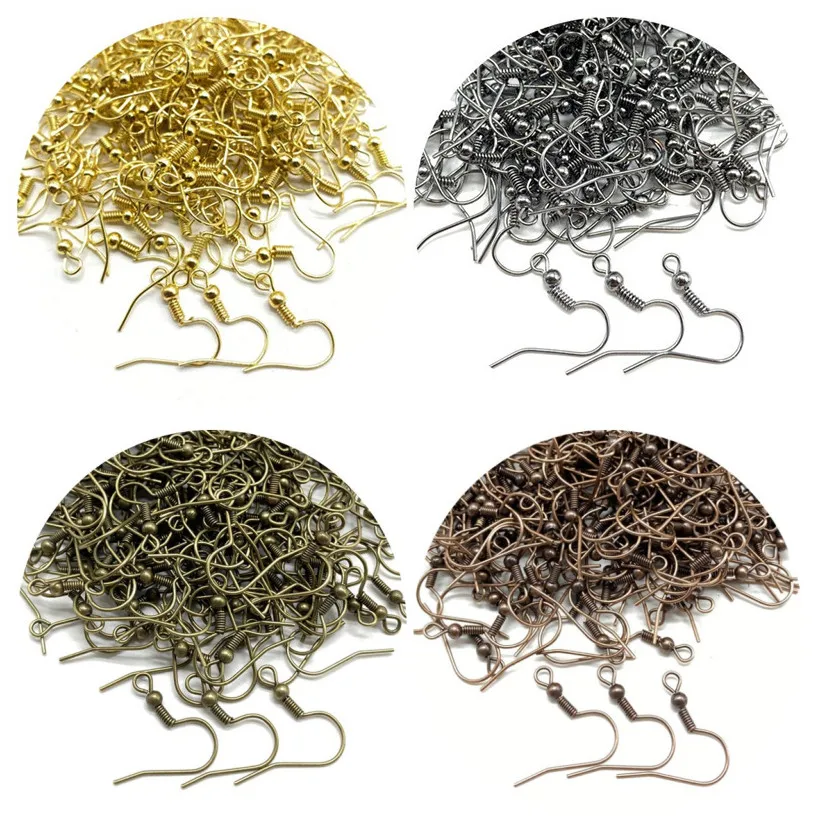 Ganchos de los pendientes, accesorios de aleación para fabricación de joyas, pendientes de gancho con forma de gota, 17x20mm, 100 Uds.