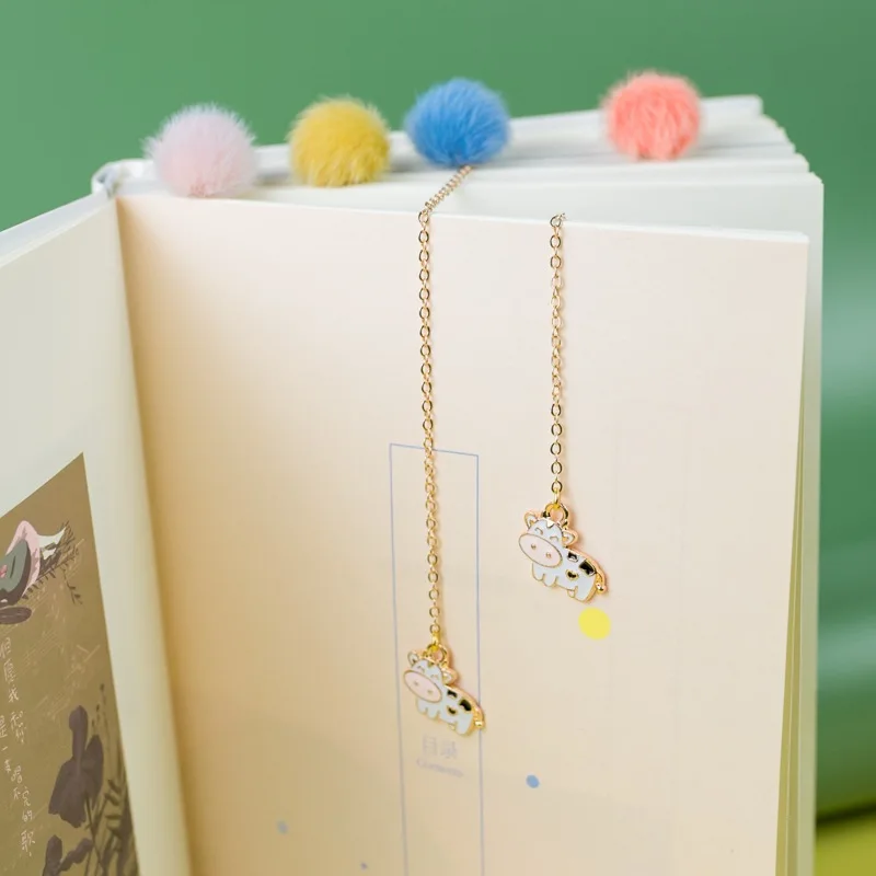 

Cow Bookmarks for Books Stationery Novelty Cute Metal Bookmark Cartoon Book Markers School office Stationery