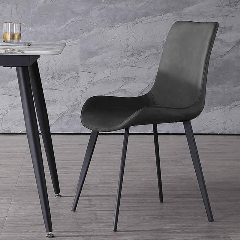 

Dining Chair Home Modern Minimalist Nordic Restaurant Ins Net Red Light Luxury Leather Chair Creative Iron Chair Small Family