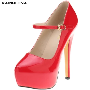 

Karinluna New Fashion 2020 Pointed Toe Sexy Thin High Heels Party Pumps Woman Shoes Buckle Strap Platform Shoes Women Pumps