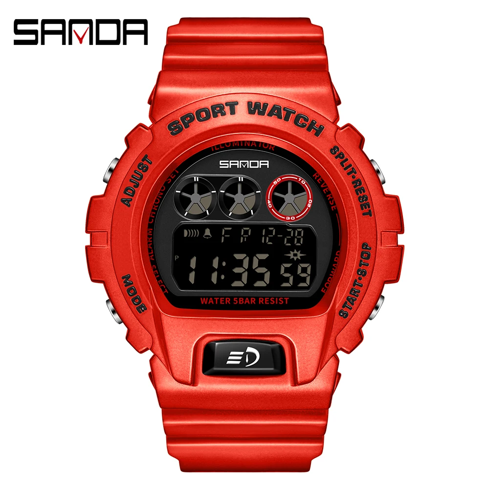 SANDA brand new green bright color single movement electronic watch men's and women's multi-function waterproof watch