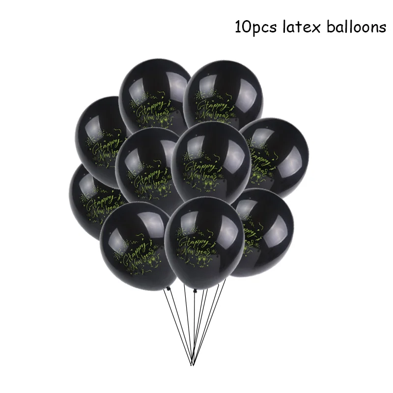 Воздушные шары с Новым годом, Черное золото, бутылка вина, фольгированный шар, Рождественское украшение для дома, новогодняя фоторамка, реквизит - Цвет: 10pcs balloon