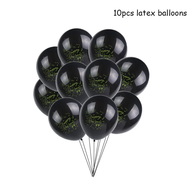 10pcs balloon Воздушные шары с Новым годом, Черное золото, бутылка вина, фольгированный шар, Рождественское украшение для дома, новогодняя фоторамка, реквизит - Цвет: 10pcs balloon