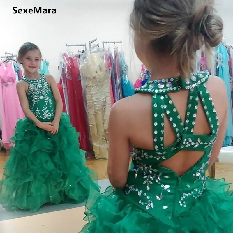 Новое дизайнерское платье с цветочным узором для девочек блестящие хрустальные