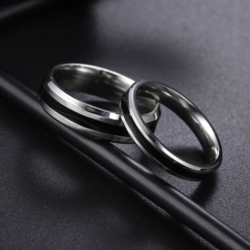 Stainless Steel Couple Wedding Rings Anniversary Gift