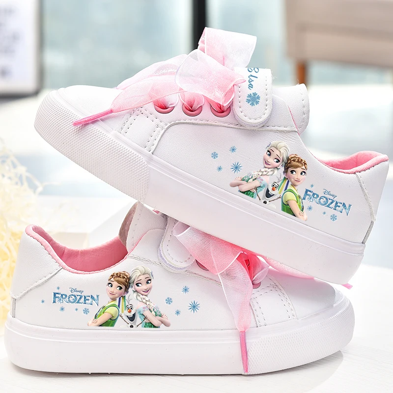 Disney-zapatos de princesa frozen con lazo blanco para niña, zapatillas  deportivas informales antideslizantes de fondo suave, regalo - AliExpress  Madre y niños