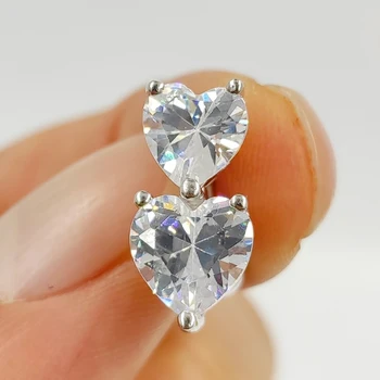 925 Sterling Silver Navel Piercing Heart Shape CZ Belly Button Ring Fashion Body Jewelry For Women