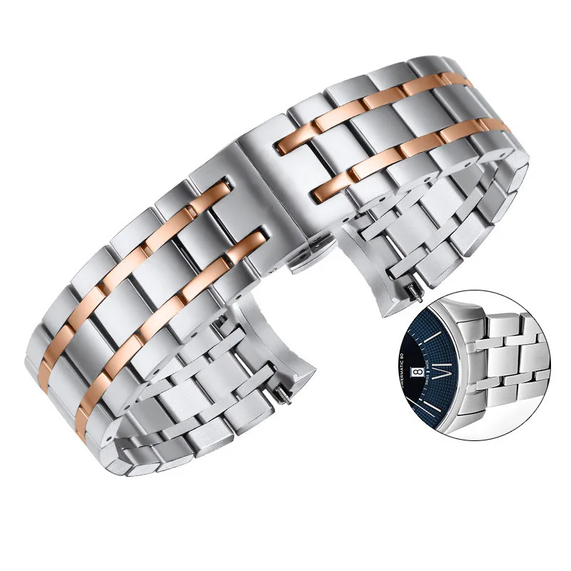 OTMENG Ремешки для наручных часов из нержавеющей стали 21 мм заменитель Tissot 1853 Durul T099.407A ремешок для наручных часов браслет - Цвет ремешка: Blue pink