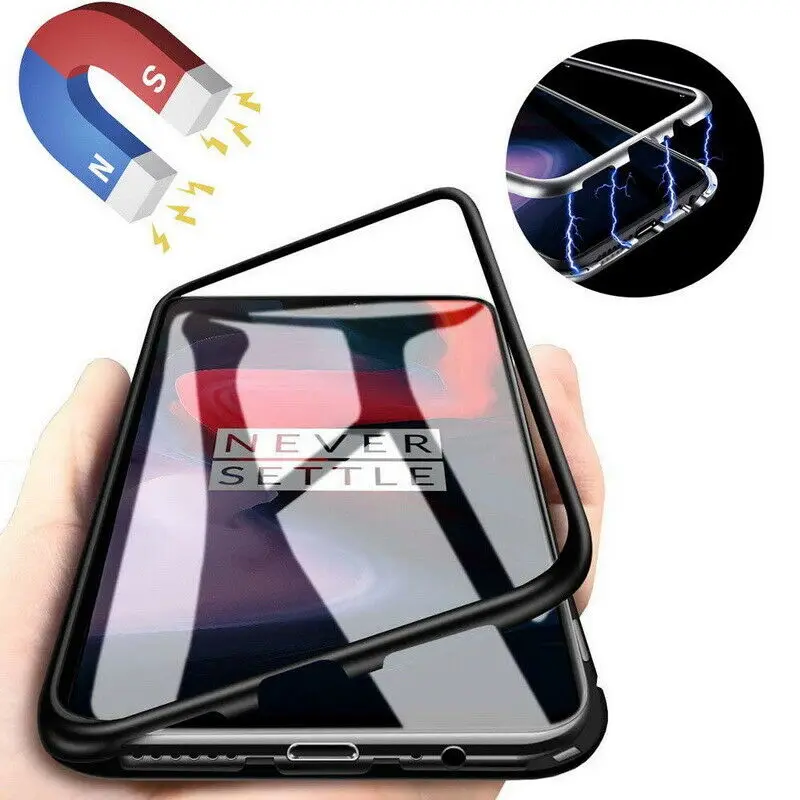 

Magnetic Adsorption Case For OnePlus 7 Pro 6 6T Tempered Glass Clear Back Full Cover For One Plus 7 7pro 6 T Metal Bumper 1+7