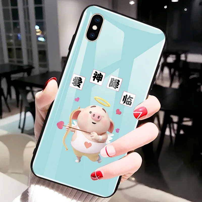 Для iPhone XS MAX i8 i8 Plus i6 i6s Очаровательная Милая свинья пара Любовник закаленное стекло защитный для iPhone 8 Plus - Цвет: C2326