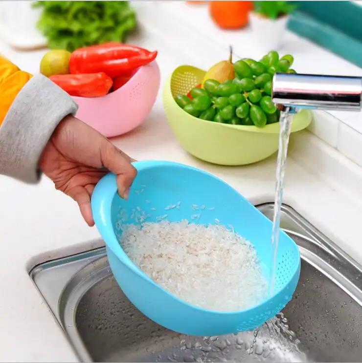 Food Grade Plastic Rice Beans Peas Washing Filter Strainer Basket Sieve Drainer Cleaning Gadget Kitchen Accessories