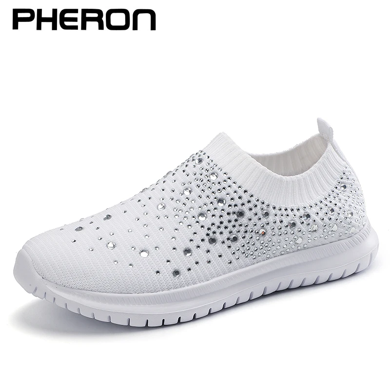 Zapatos de tobillo para mujer, mocasines planos, zapatillas brillantes de moda de cristal, zapatillas informales para mujer, Zapatos informales transpirables #45