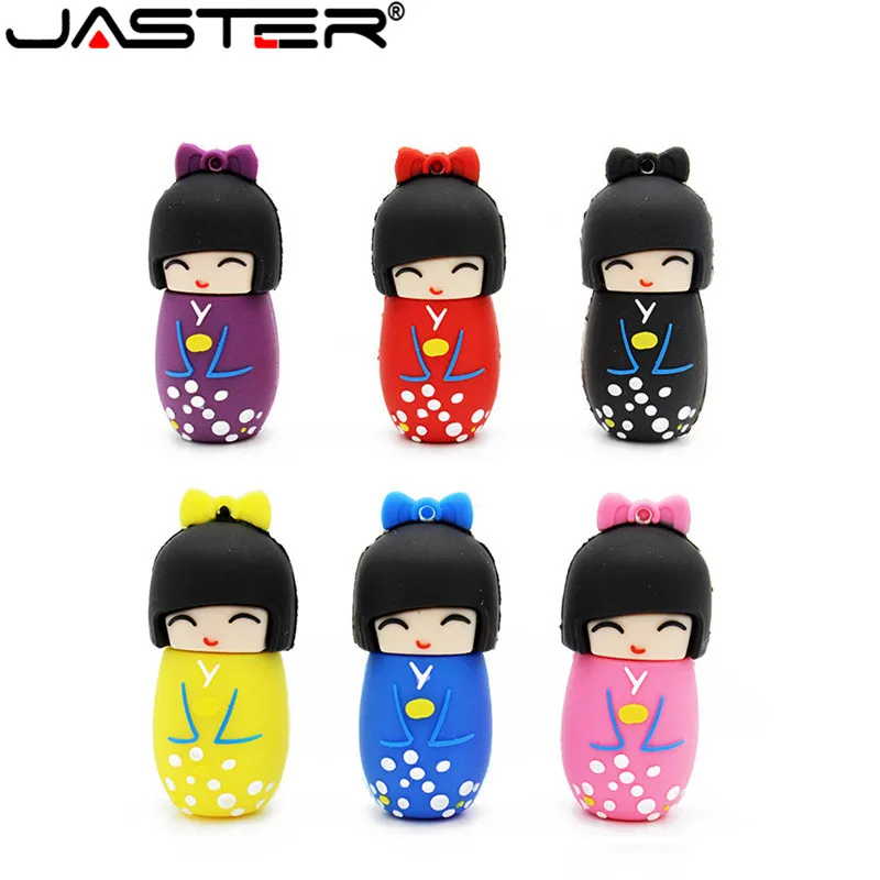 Jaster U Disk Bambole Giapponesi Kimono Girl Usb Flash Pen Drive 4G 8G 16G 32G 64G Bambole Flash Usb Memory Stick Pen Drive Regali Disco