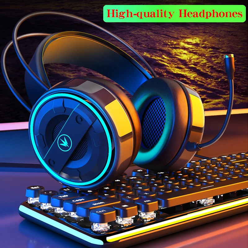 Игровая Bluetooth гарнитура с микрофоном 3D стерео проводное управление PS4 светящиеся