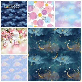 

Laeacco Baby Shower Photophone Starry Sky Moon Clouds Photography Backgrounds Birthday Backdrops Newborn Photocall Photo Studio