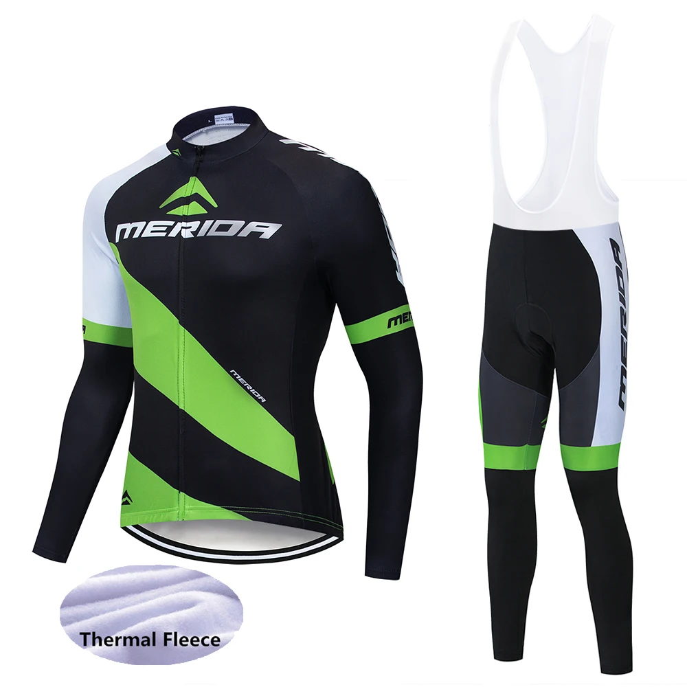 Bib Long suit Pro Зимняя Теплая Флисовая велосипедная майка с длинными рукавами велосипедная одежда Maillot Equipacion Ciclismo велосипедная одежда - Цвет: Bib Long suit