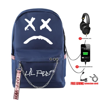 

2020 New simple style Lil Peep Black Backpack for School Teenagers Student Waterproof Canvas Bags USB Laptop Travel Backpacks
