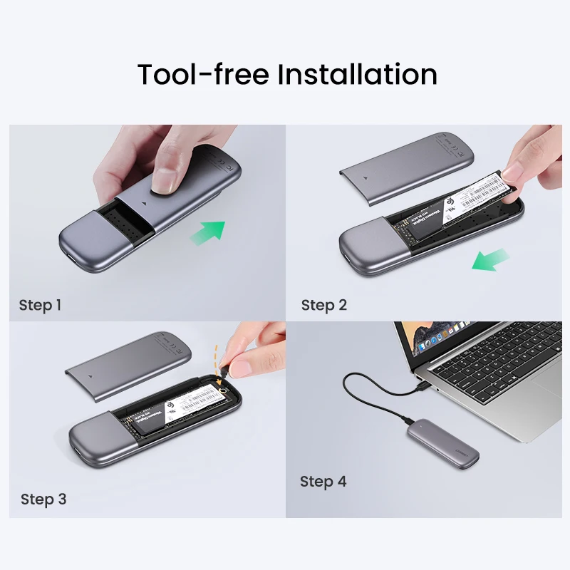 Ugreen M2 SSD Case NVME Enclosure M 2 to USB Type C 3 1 SSD Adapter 3