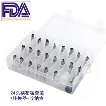 

24 Head Cream Pastry Nozzle Set Cake Cookie Full Set Pattern Decorating Tool DIY Cake Abrasives Baking Tool