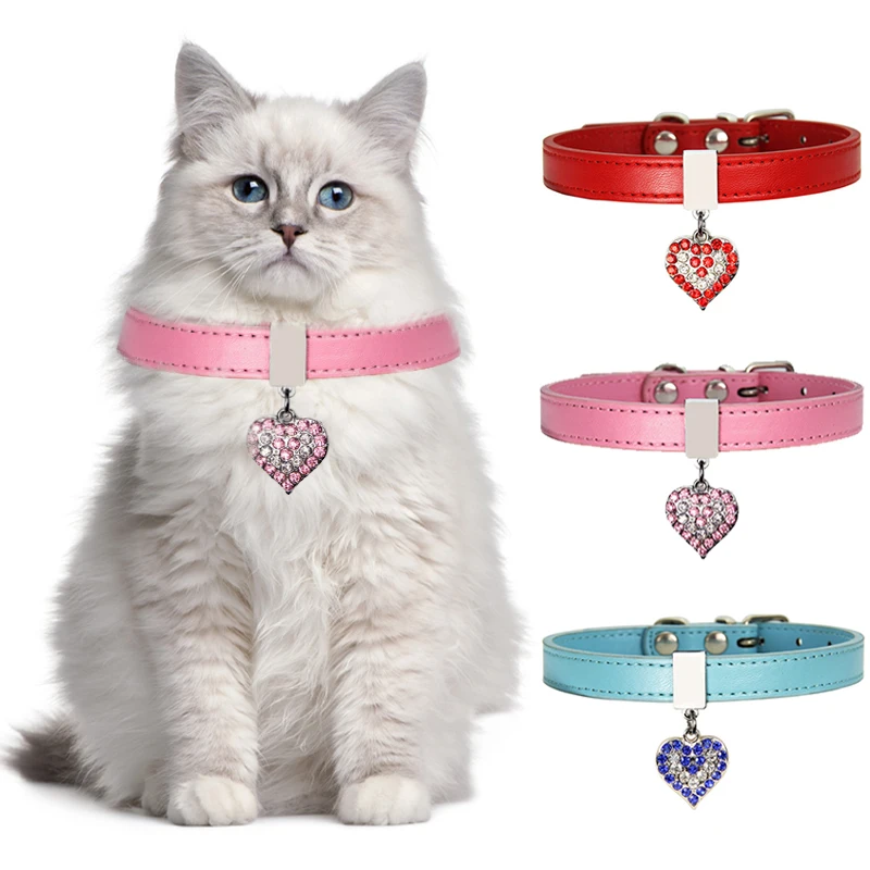 Collar con forma de corazón para gato, accesorio ajustable para perros
