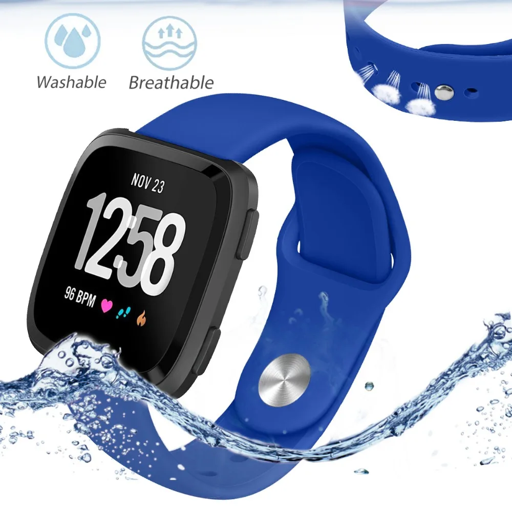 Высококачественный однотонный Браслет для Fitbit Versa 2/Versa Lite водонепроницаемый сменный мягкий силиконовый ремешок для часов Correa