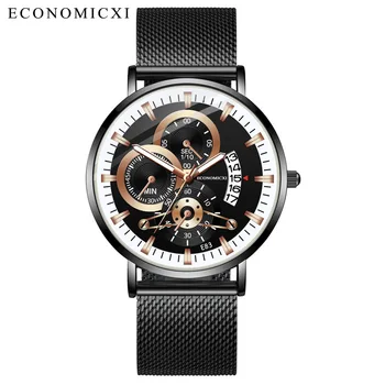 

Luxury Brand Fashion Men Business Watch Stainless Steel Mesh Analog Quartz Wrist Watch Casual Male Clock Relogio Masculino C145
