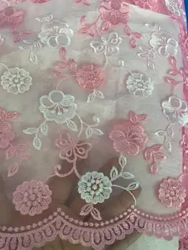 

Pink 2020 African Beaded Tulle Lace Fabric High High Quality Lace Material Net French Embroidery Nigeria Lace Fabric YYZ8973