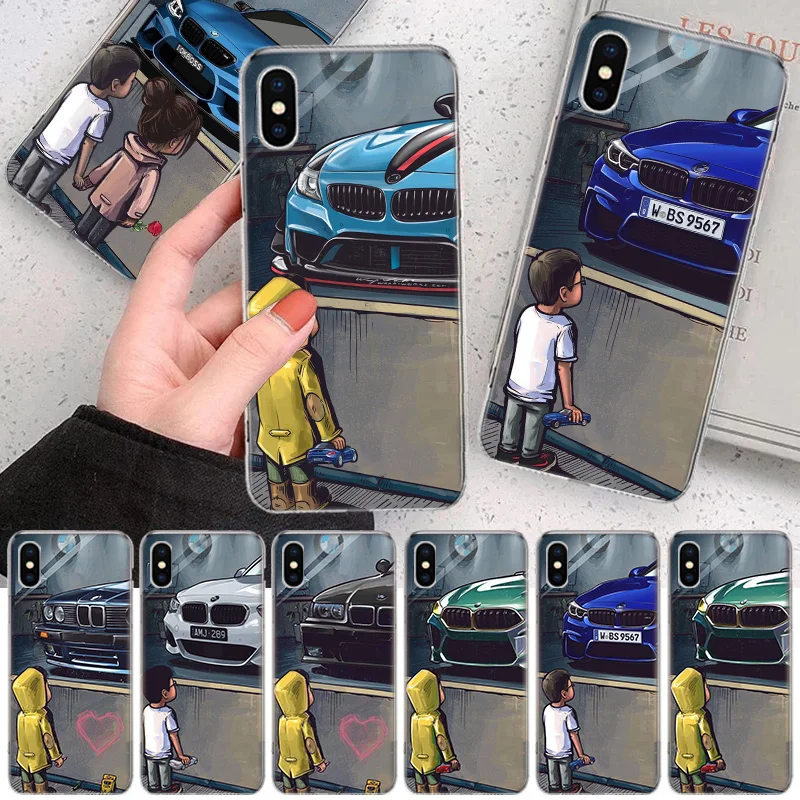 Boy Girl See Sports Car Jdm Drift Custodia Morbida Per Telefono Per Iphone 11 12 13 14 Pro Max 15 + Xr X Xs Mini Apple 8 7 Plus 6S Se 5S