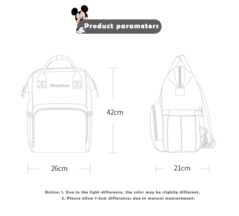 Mommy Bag disney детские сумки для мам Многофункциональный рюкзак подгузники сумки мама пеленки путешествия водонепроницаемый влажный сухой розовый зеленый