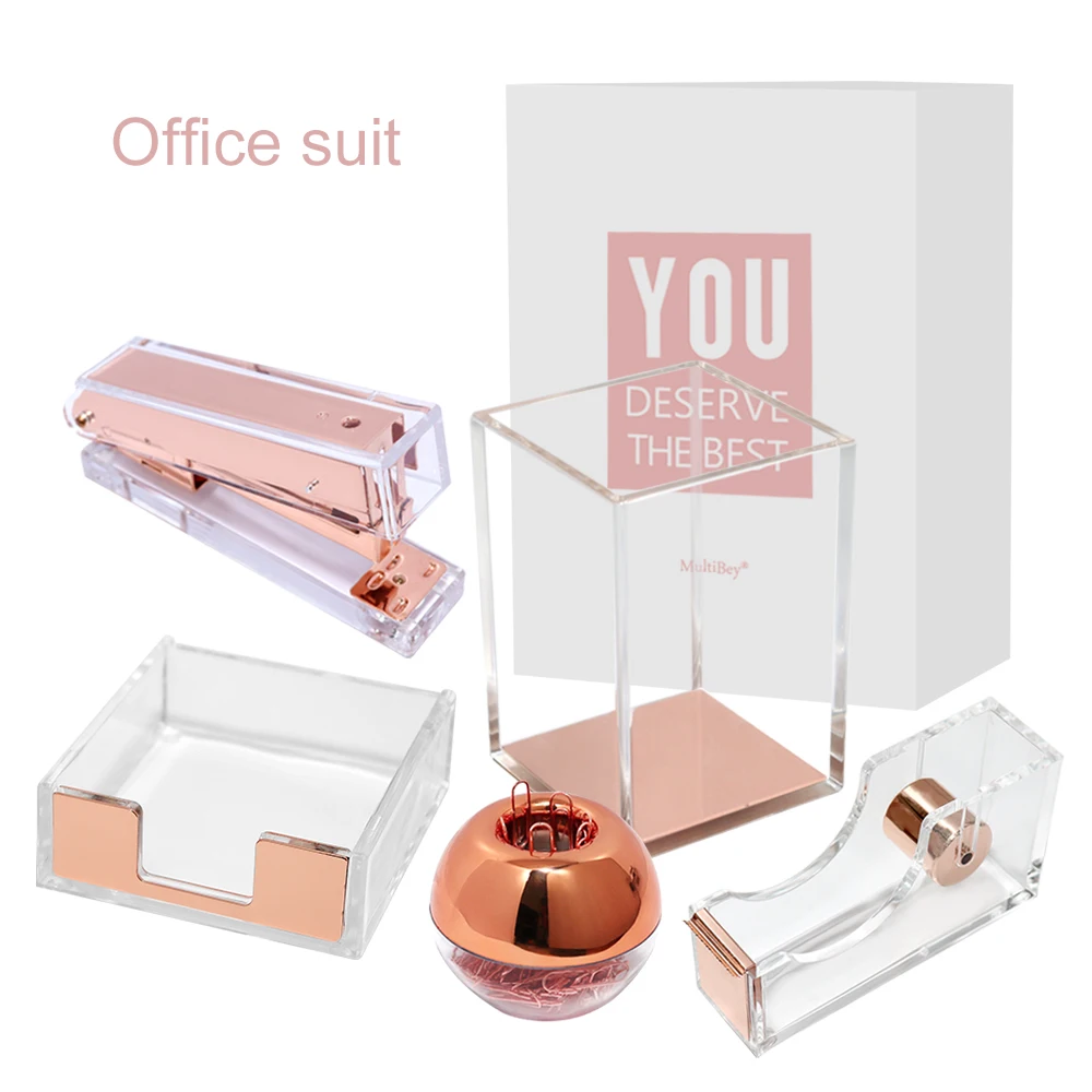 Cute Desk Organizer Set Rose Gold Accessories Pink Desktop Office Supplies  Sets for Woman Office - China Office Supply, Organizer Set