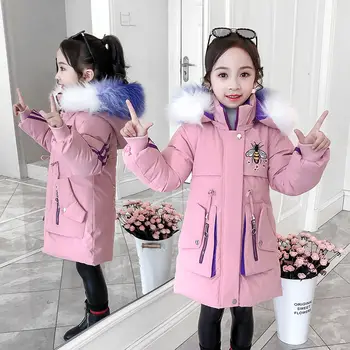 

Girls Cotton Padded Jacket Long Winter 2020 New Children's Fashion Korean Style Thick Padded Jacket Clothes for Girls 11 Years