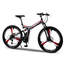 WolFAce-bicicleta de carreras plegable, bici de montaña de acero de 26/24 pulgadas, 21/24/27 velocidades, frenos de disco dobles
