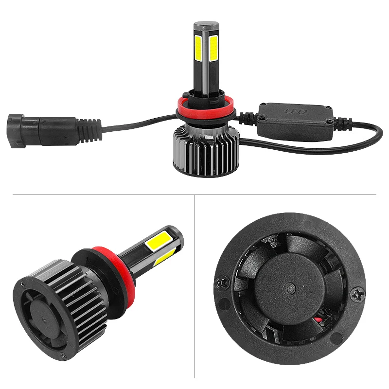 2 шт. автомобильные фары 9005 9006 H1 H4 led H7 H11 4 чип COB 9004 9007 80 Вт лм|Передние LED-фары для