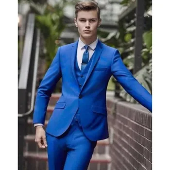 

New Men’s Suit Smolking Noivo Terno Slim Fit Easculino Evening Suits For Men Royal Blue Groom Formal Groomsmen Party Prom Tuxed