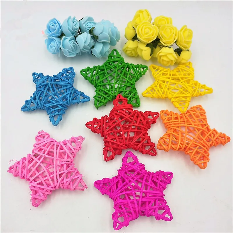 

10PCS 7CM Color DIY Rattan Ball Random Star Sepak Takraw Christmas Birthday Party&Home Wedding Ornaments Decoration Kids Gifts